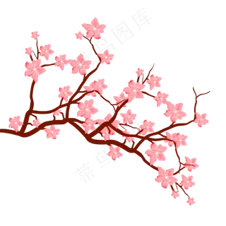 手绘桃花国外色小清新,免抠元素