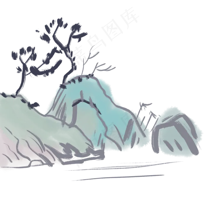 水墨山水青山(2000X2000(DPI:300))psd模版下载