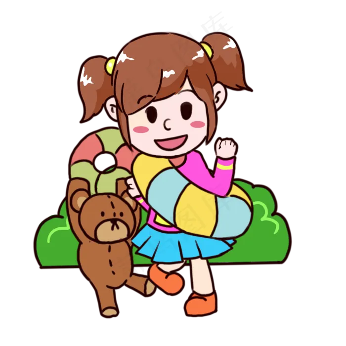 和小熊玩耍的儿童节手绘(3000X3000(DPI:299))psd模版下载