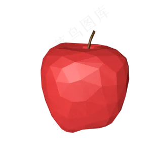 C4D低面low-poly苹果免抠模型