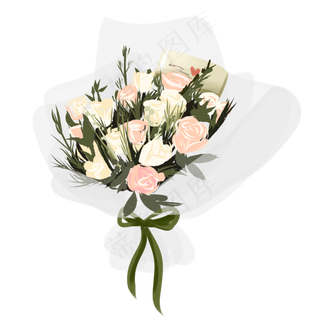 节日花束粉色一捧玫瑰花,免抠元素