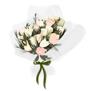 节日花束粉色一捧玫瑰花,免抠元素