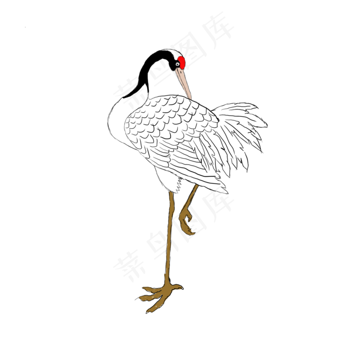 手绘水墨画丹顶鹤中国风仙鹤可商,免抠元素(2000X2000(DPI:300))psd模版下载