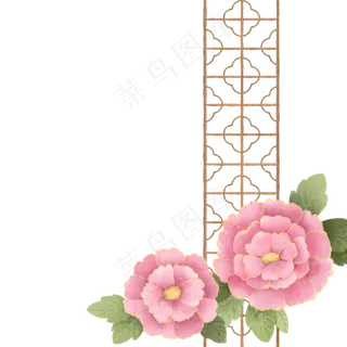 国风古典花窗牡丹花