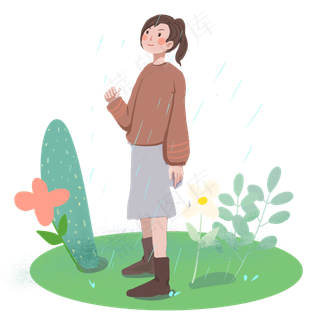 谷雨思考的小女孩