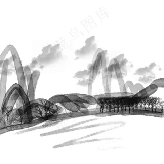 二十四节气雨水墨风,免抠元素