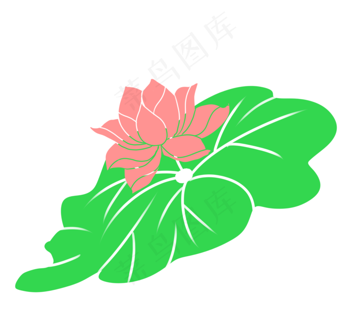 漂亮荷花卡通植物(2113X2000(DPI:300))psd模版下载