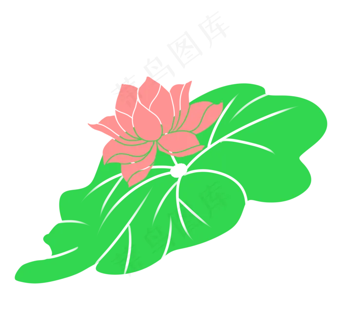 漂亮荷花卡通植物(2113X2000(DPI:300))psd模版下载