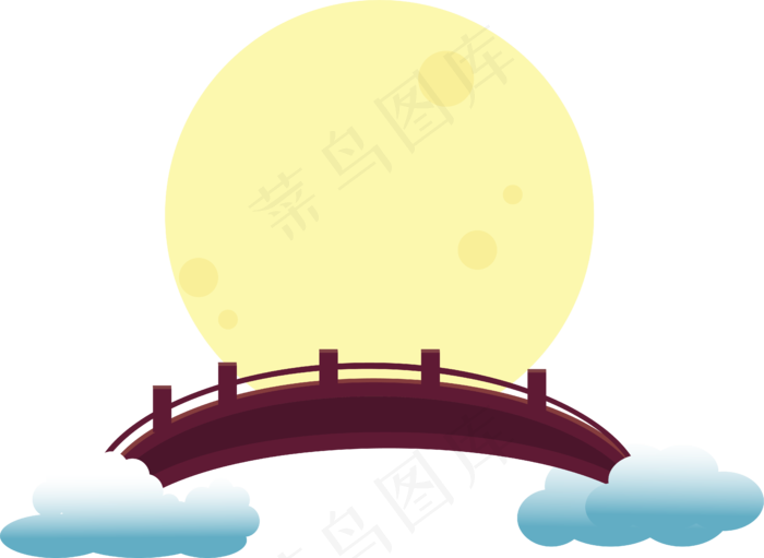 手绘卡通桥七夕中秋佳节