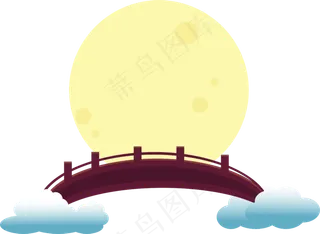 手绘卡通桥七夕中秋佳节