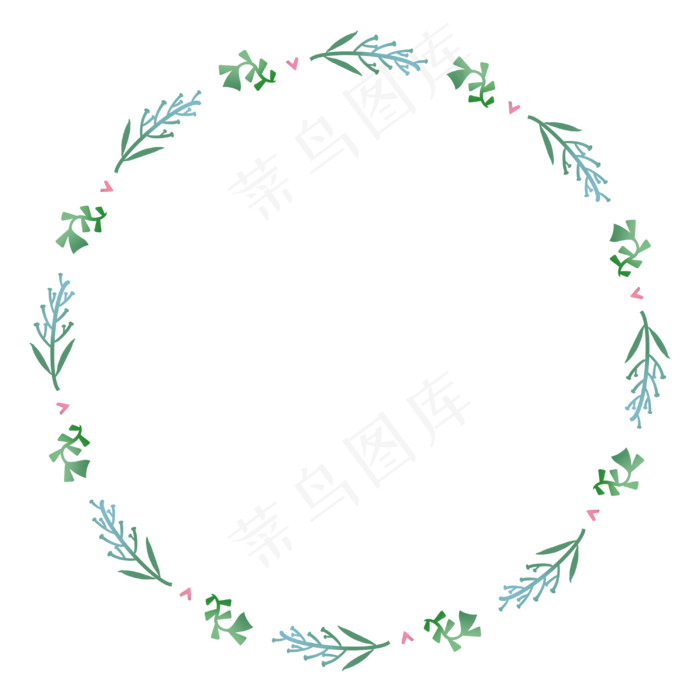 淡雅植物环形装饰边框