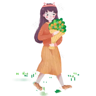 彩色创意女士花束元素