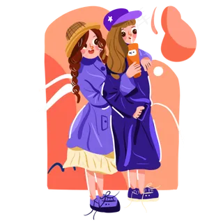 儿童节穿风衣的酷酷的两个女孩