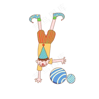 愚人节小丑倒立可爱马戏团PGN