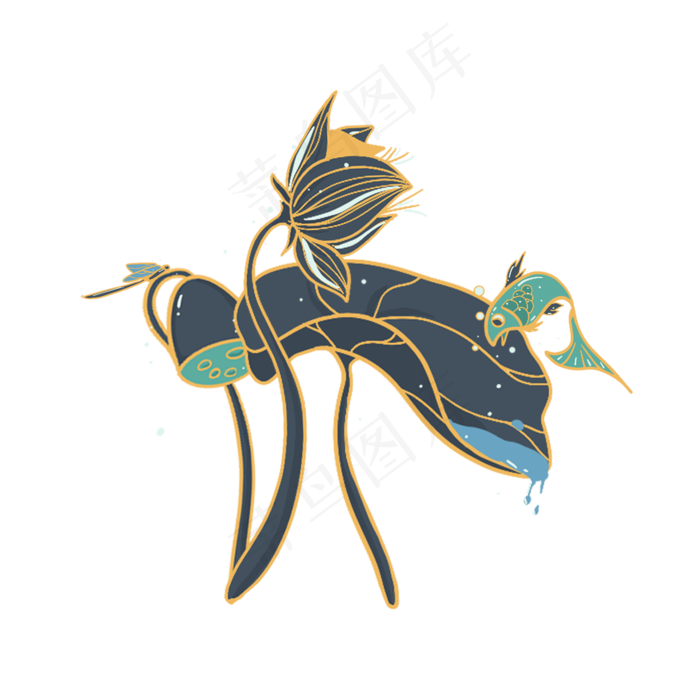 小暑大暑夏天荷花荷叶鱼