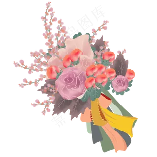 新娘结婚婚礼手绘小清新手捧花