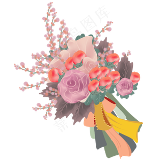 新娘结婚婚礼手绘小清新手捧花