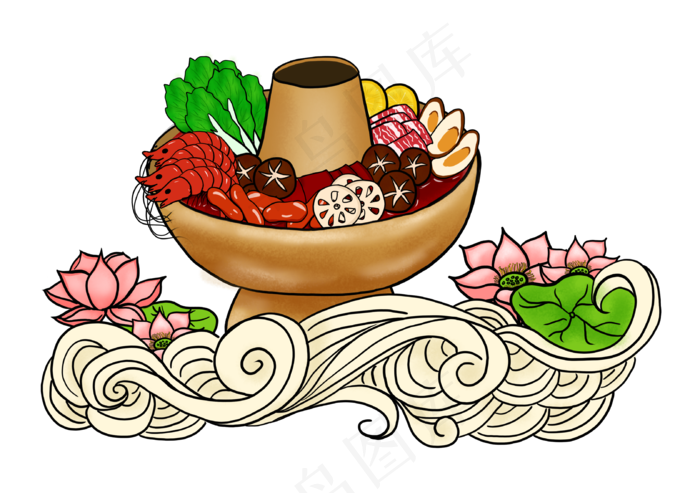 冬天美食手绘火锅