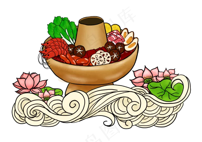 冬天美食手绘火锅(3220X2270(DPI:300))psd模版下载