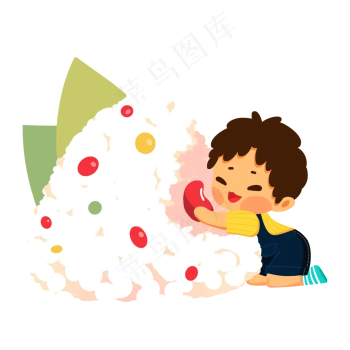 端午节手绘可爱小孩子吃粽子PNG(2000X2000(DPI:300))psd模版下载