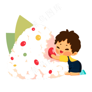 端午节手绘可爱小孩子吃粽子PNG