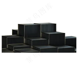 黑色立体创意盒子元素,免抠元素