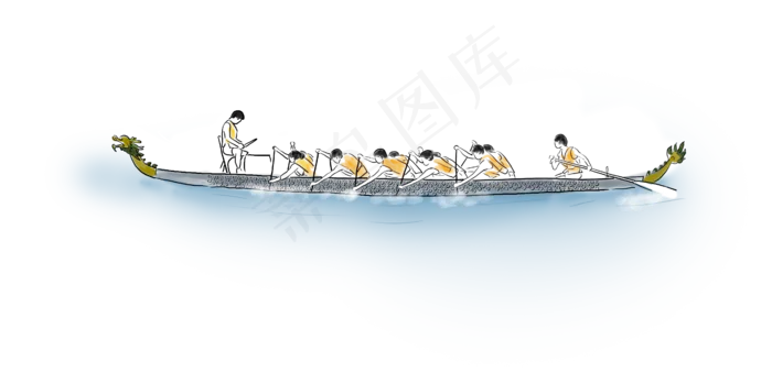 端午节手绘赛龙舟素材,免抠元素(4393X2184(DPI:300))psd模版下载