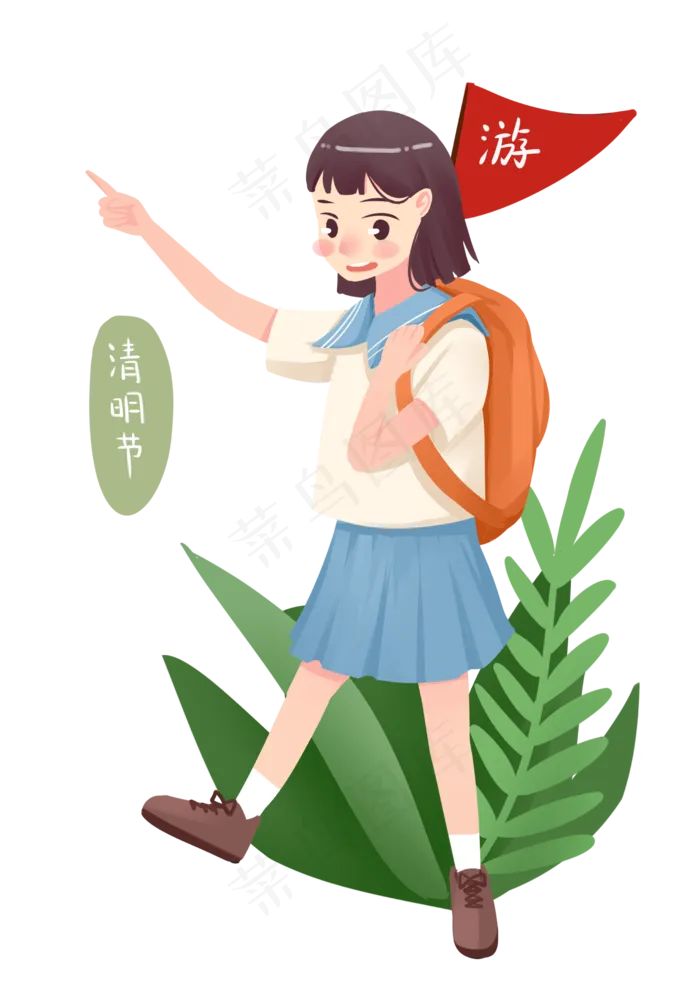 清明节春游的女孩