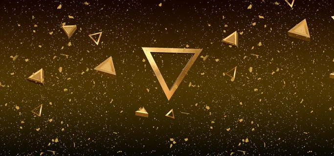 双12狂欢节三角几何金色banner