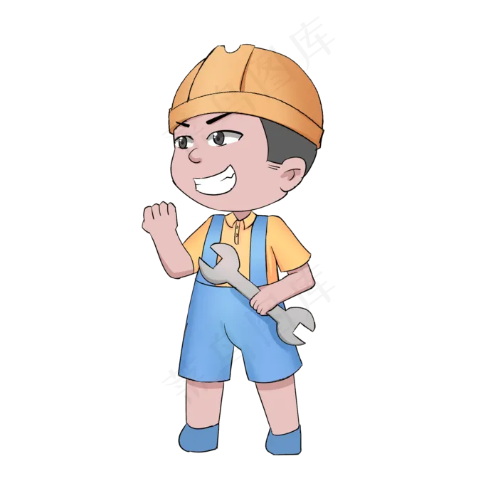 卡通劳动节扁平系职业人物之工人(2000X2000(DPI:300))psd模版下载