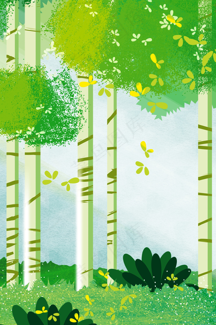 绿色森林风景电商淘宝背景Ｈ5