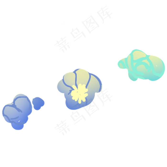 蓝色蓝绿色黄色唯美花朵