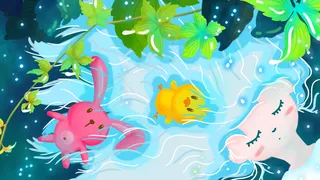 夏季夜晚女孩精灵动物晚安睡觉