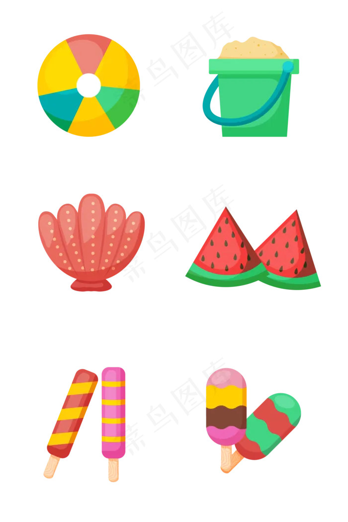 暑假夏季大海相关免扣图标素材(2500X2500(DPI:300))ai矢量模版下载