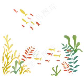 小清新海底海草海鱼
