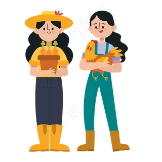 可爱农业女孩蔬果生禽绿色种植素