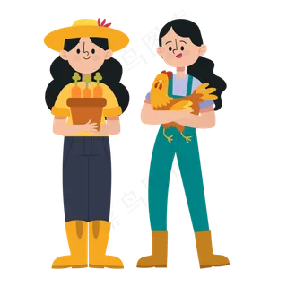 可爱农业女孩蔬果生禽绿色种植素