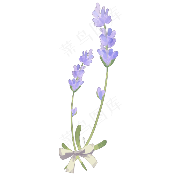 薰衣草蝴蝶结png免抠