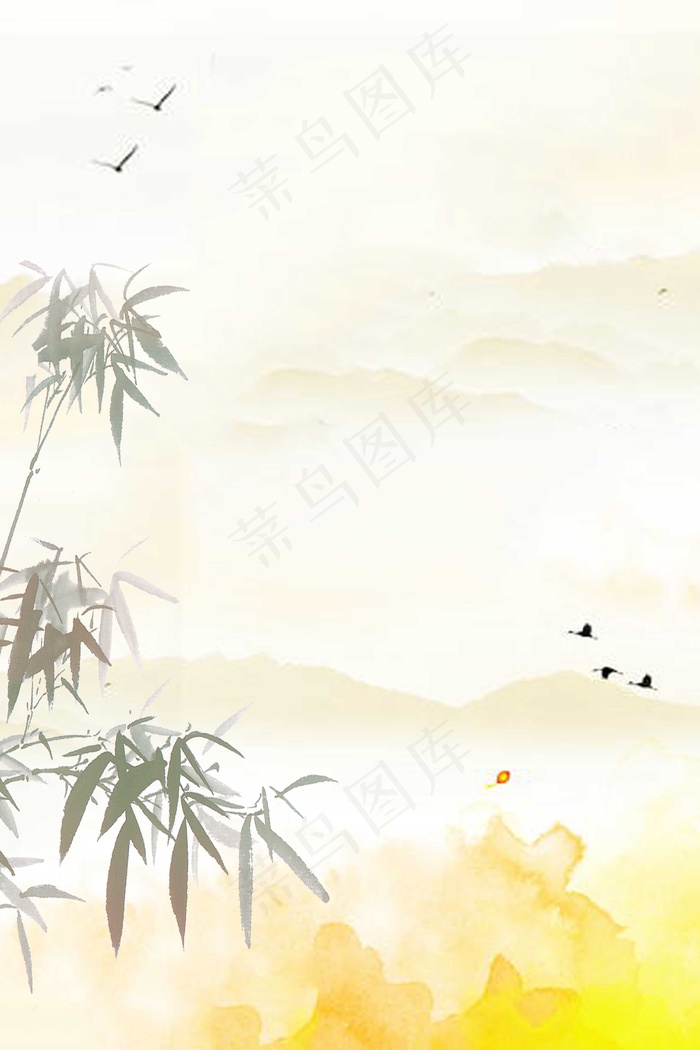 中国风水墨画psd分层H5背景