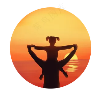 父爱彩色剪影装饰图