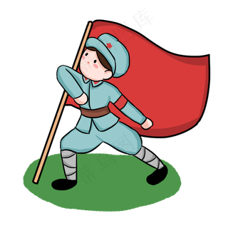 八一建军节革命军人向前进卡通