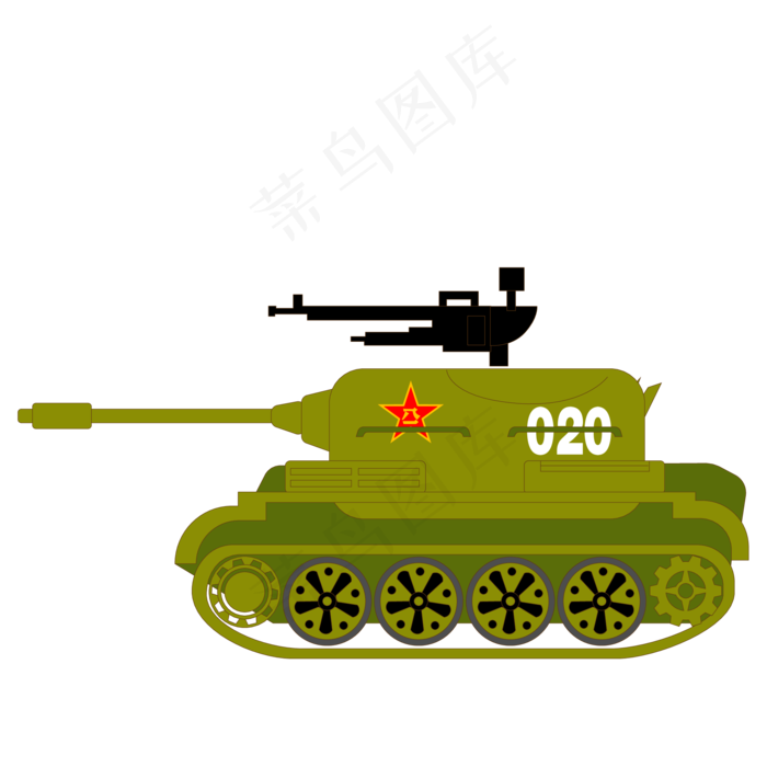 卡通绿色的坦克(2000*2000px 300 dpi )ai矢量模版下载
