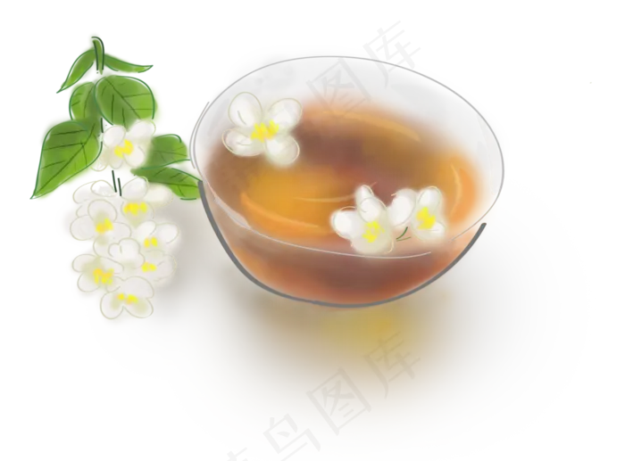 白露手绘古风花茶,免抠元素(3860*2854px 300 dpi )psd模版下载