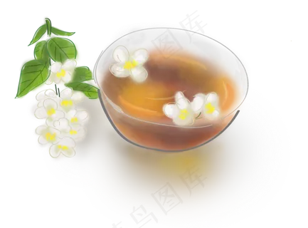 白露手绘古风花茶,免抠元素