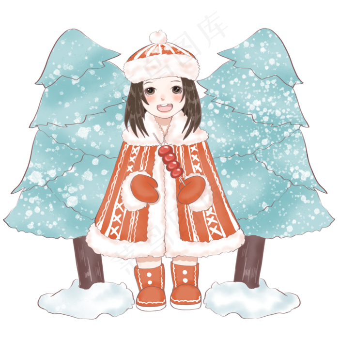 手拿糖葫芦的小女孩,免抠元素