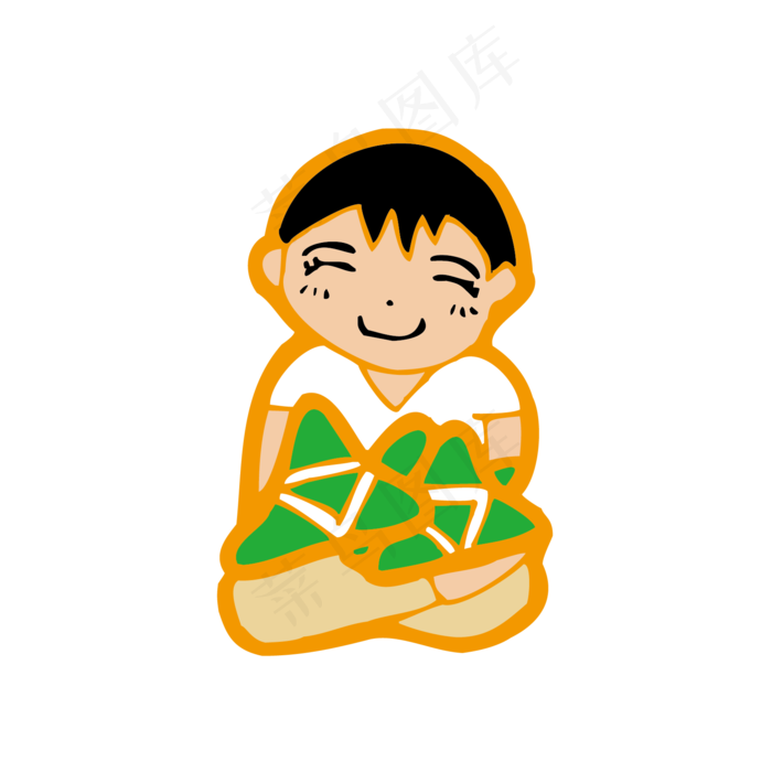包粽子的卡通手绘男孩