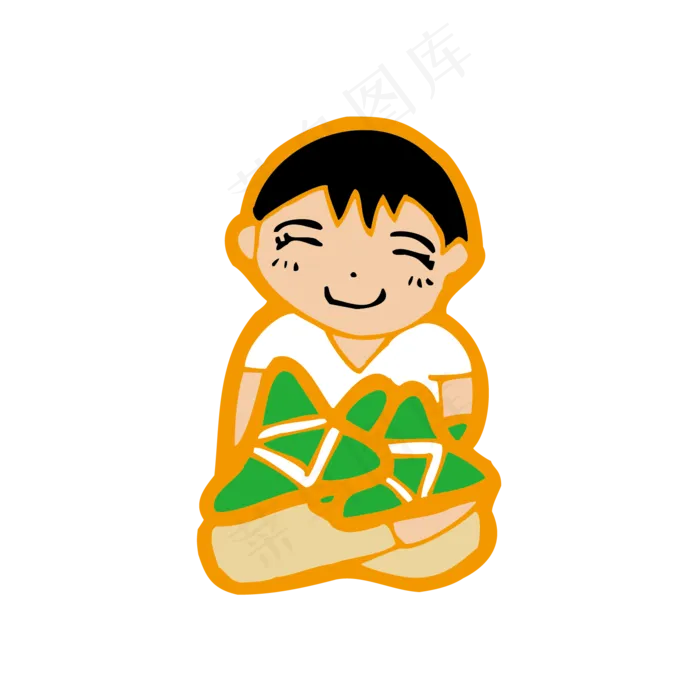 包粽子的卡通手绘男孩ai矢量模版下载