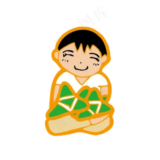包粽子的卡通手绘男孩 包粽子的卡通手绘男孩