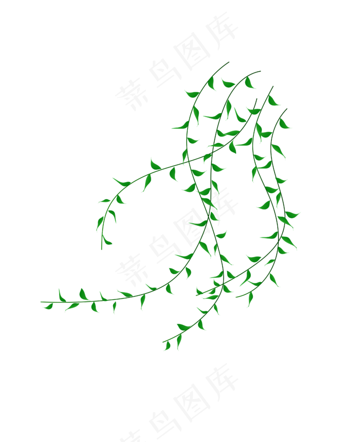 矢量卡通绿色柳叶,免抠元素