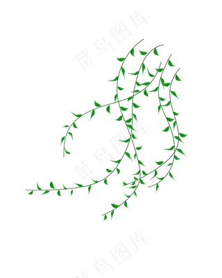 矢量卡通绿色柳叶,免抠元素